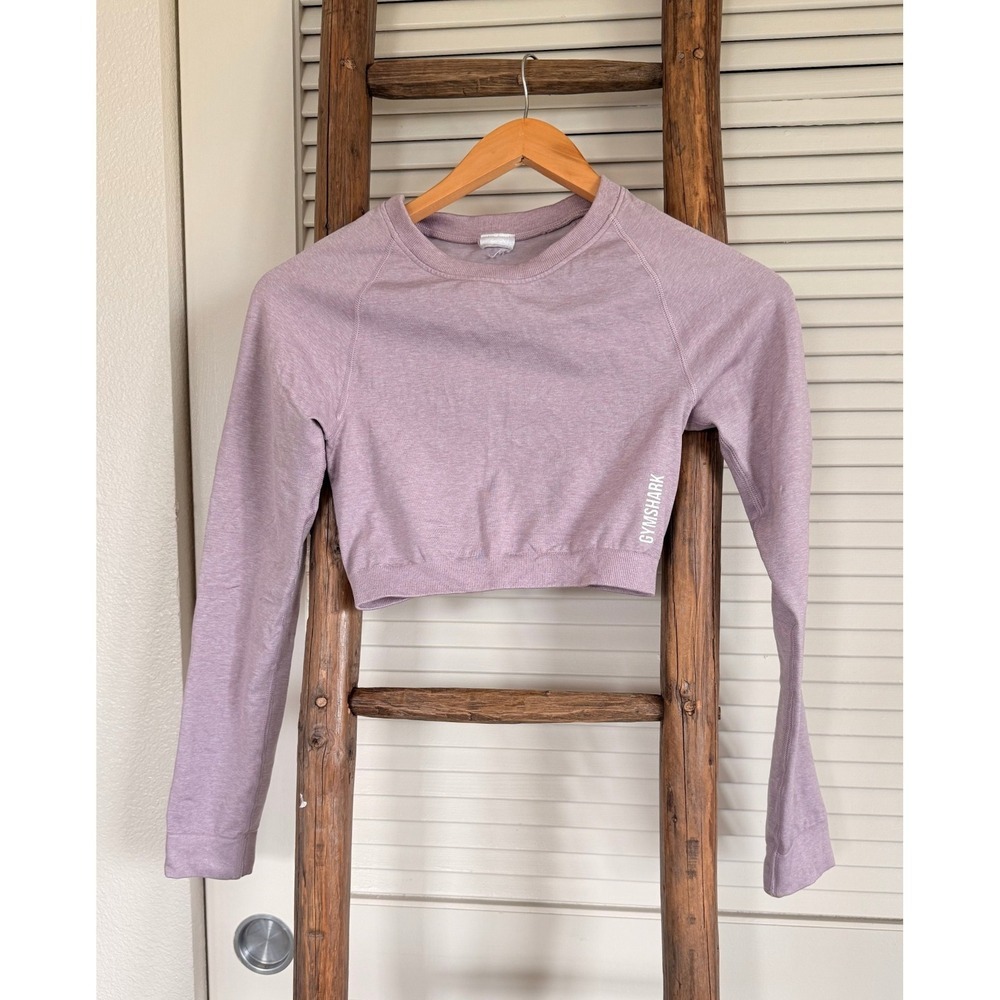 Gymshark‎ Lavender Purple Cropped Long Sleeve Top Athletic Activewear